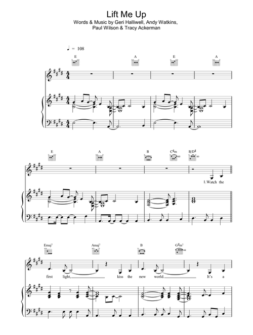 Lift Me Up - Geri Halliwell (Piano-Vocal-Guitar (Piano Accompaniment))