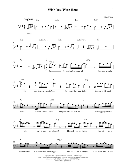 Wish You Were Here (Arr. TTP) - Pink Floyd (Cello Solo)