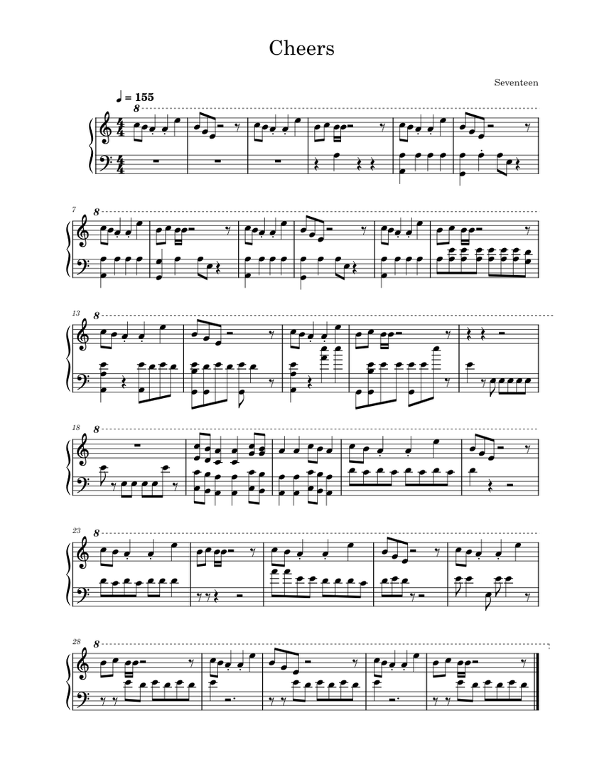 Cheers - Unfinished Sheet Music for Piano (Solo) | MuseScore.com