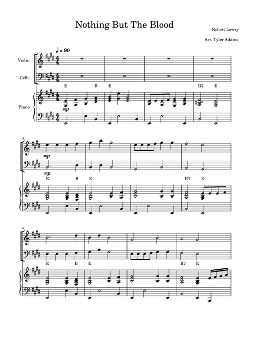 Nothing But The Blood (Violin and Cello Duet with Piano) (Arr. Tyler Adams) - Robert Lowry (Instrumental Duet and Piano)