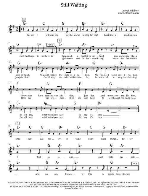 Still Waiting (Arr. Christoph Fleischmann) - Sum 41 (Lead Sheet - Fake Book)