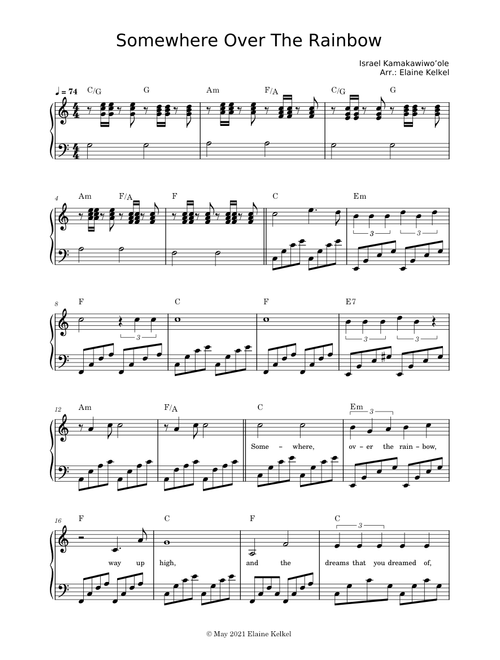 Somewhere over the Rainbow (solo piano) - Israel Kamakawiwoʻole