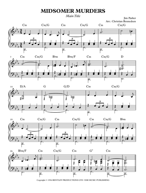Midsomer Murders (Main Title/cues) (Arr. Christian Bennedsen) - Jim Parker (Piano Solo)