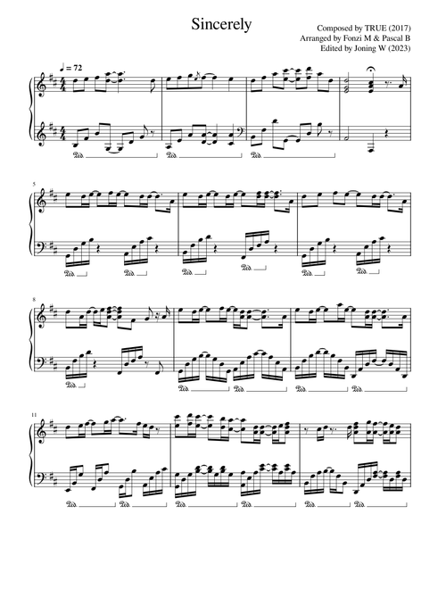 Sincerely – TRUE Sincerely from Violet Evergarden - True arr. Fonzi M.
