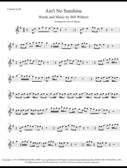 Ain't No Sunshine (Arr. Kevin Busse) - Kris Allen (Clarinet Solo)