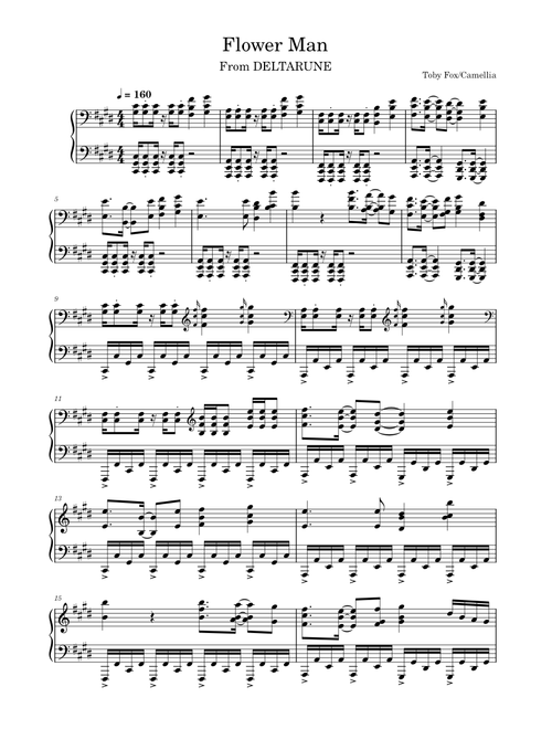 Flower Man Piano Arrangement Hard – DELTARUNE – Toby Fox