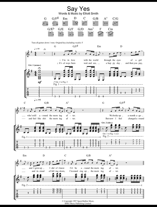 Say Yes - Elliott Smith (Guitar Tab)