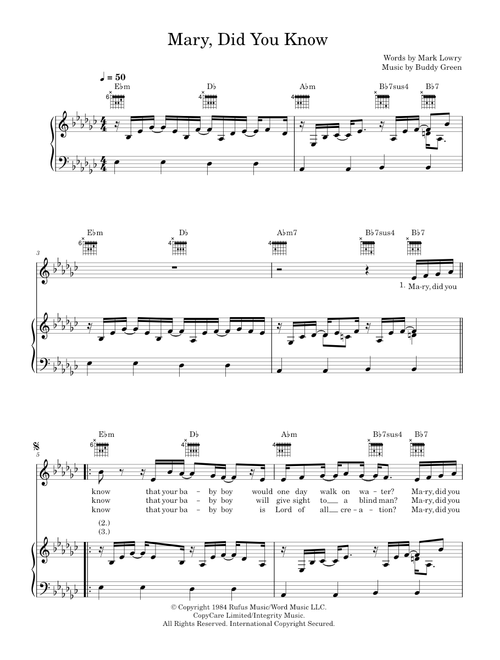 Mary, Did You Know? - Clay Aiken (Piano-Vocal-Guitar (Piano Accompaniment))
