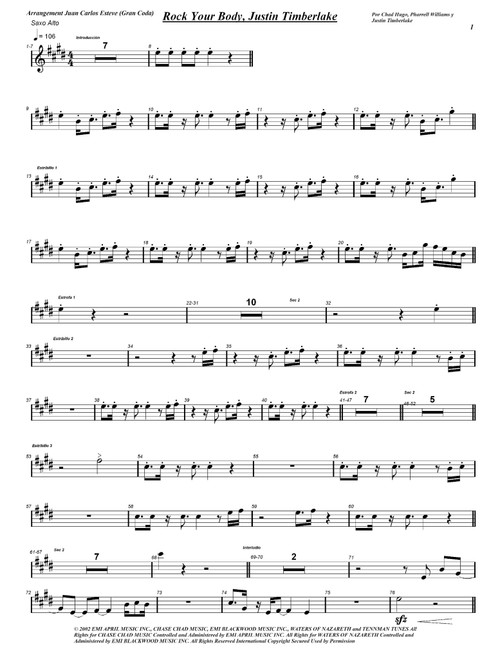 Rock Your Body (Arr. juan carlos esteve / Gran Coda) - Justin Timberlake (Instrumental Duet)