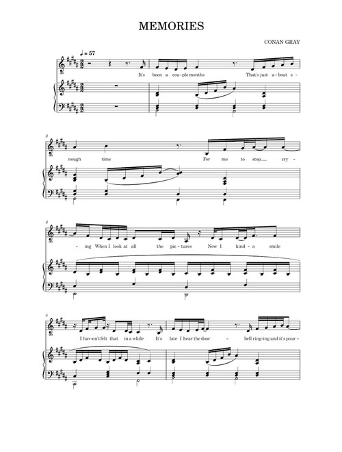 Memories (Arr. Conan Gray) (Piano Vocal)