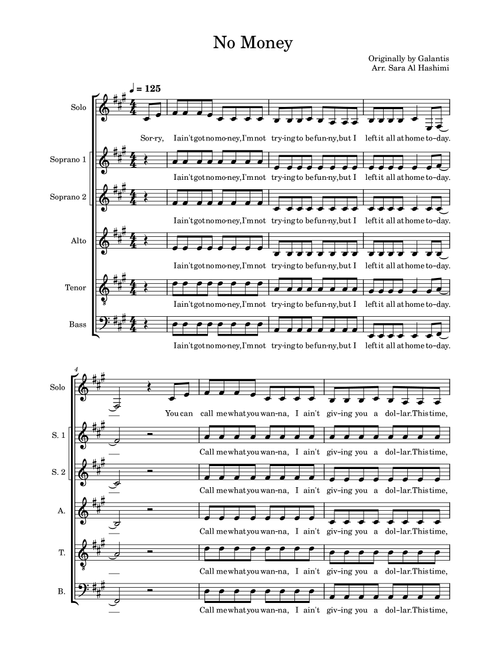 No Money (Arr. Sara Al Hashimi) - jsc Hong An Entertaiment (Choral, SATB divisi)