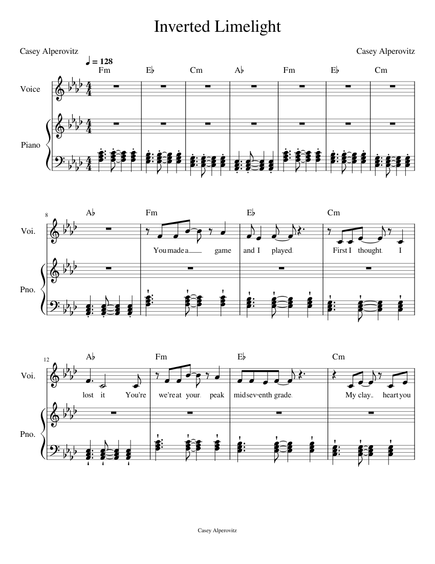 Inverted Limelight Sheet Music with Chords for Piano (Piano Duo ...