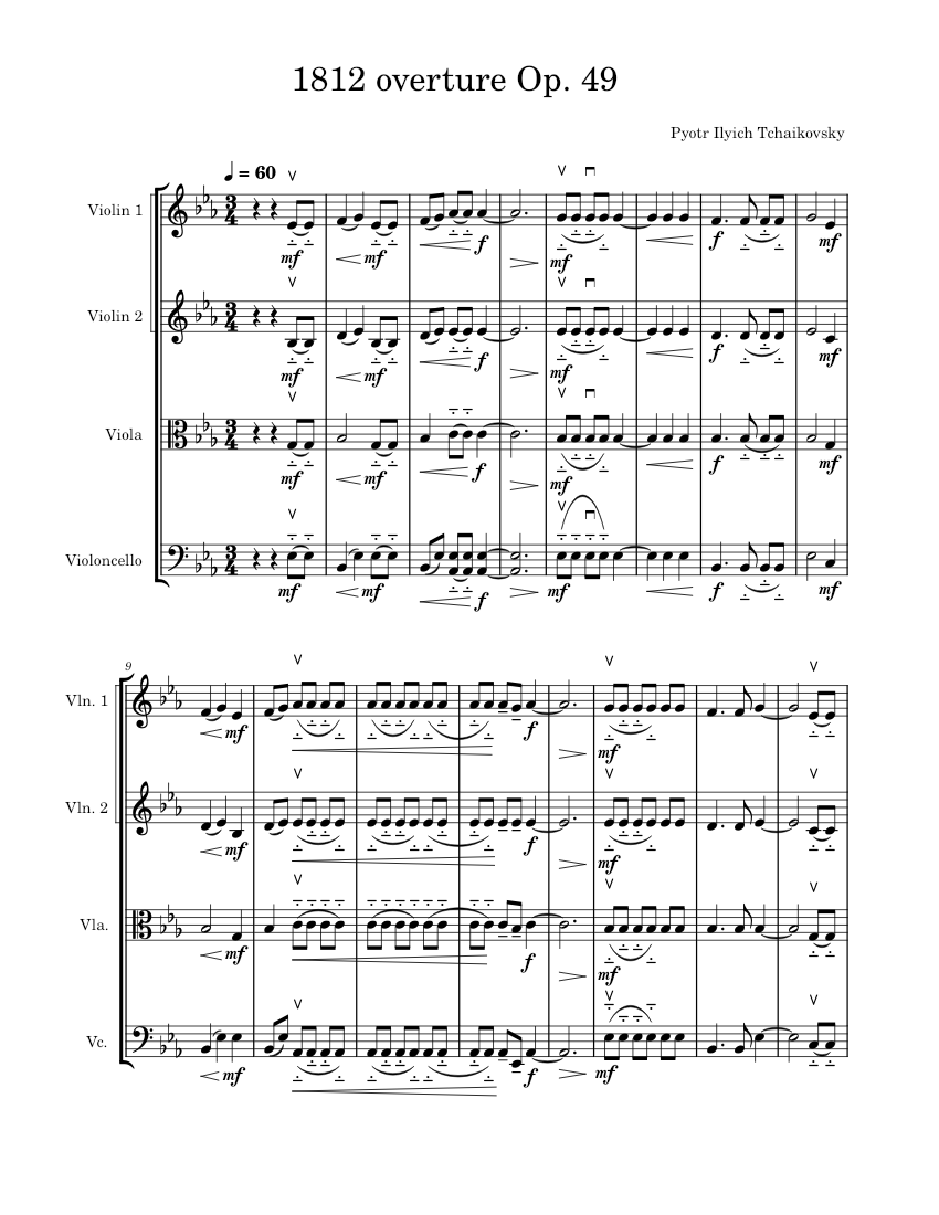 1812 Overture, Op.49 – Pyotr Ilyich Tchaikovsky Sheet Music for