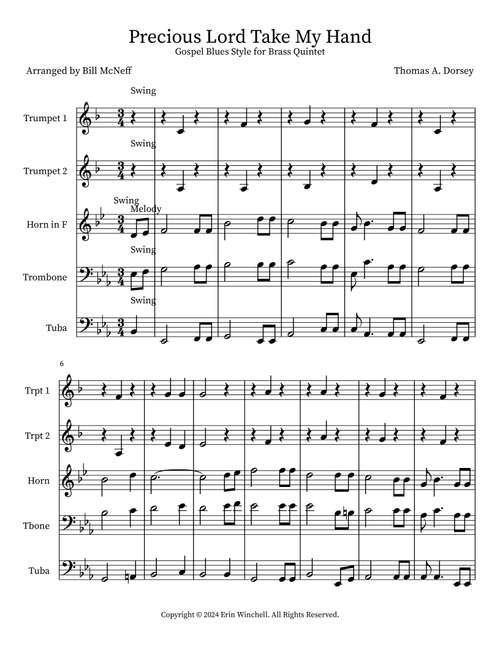 Precious Lord Take My Hand (Arr. Bill McNeff) - Thomas Dorsey (Small Ensemble)