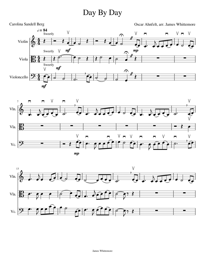 Day by Day Sheet Music for Violin, Viola, Cello (String Trio