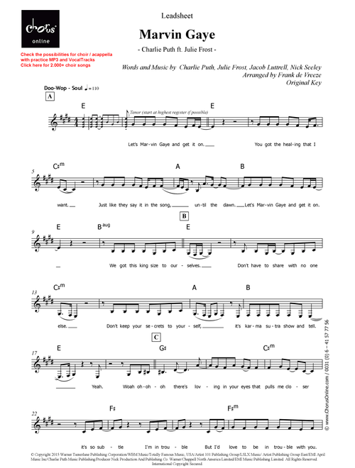 Marvin Gaye (Arr. Frank de Vreeze) - Charlie Puth (Choral, Unison)