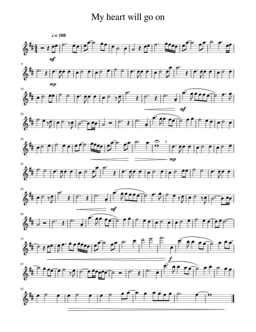 My heart will go on Sheet music for Saxophone alto Solo Musescore