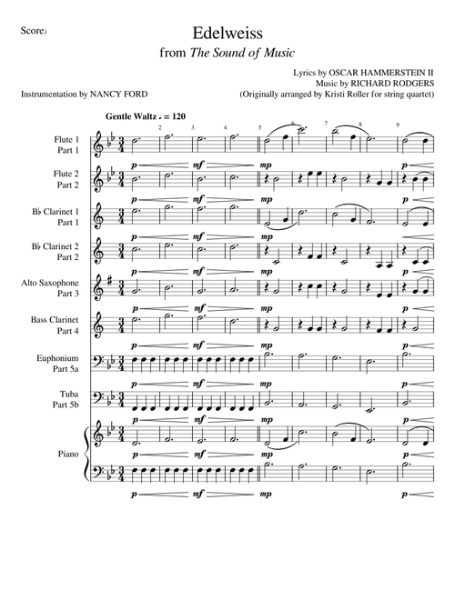Edelweiss (from The Sound of Music) - Music by Richard Rogers, lyrics by Oscar Hammerstein II (for wind ensemble)