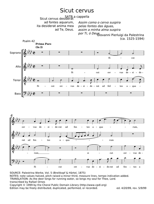 Sicut cervus - Giovanni Pierluigi da Palestrina