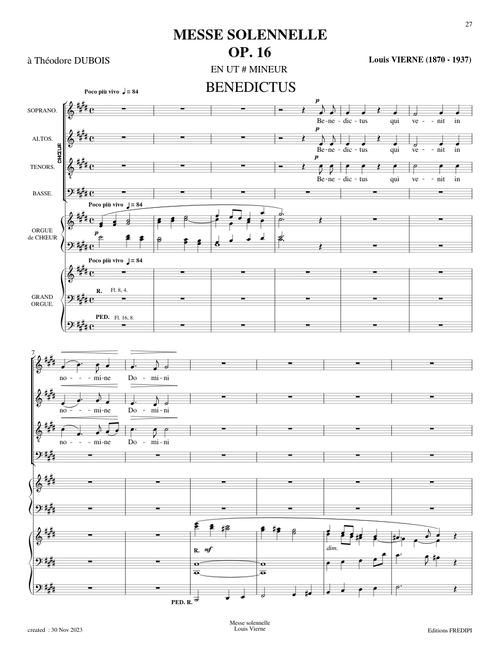 Messe Solennelle En Ut Mineur , 4 Benedictus - Louis Vierne
