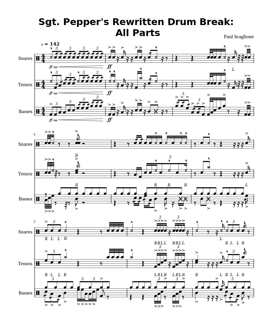 Sgt. Pepper's Rewritten Drum Break All Parts Sheet music for Snare