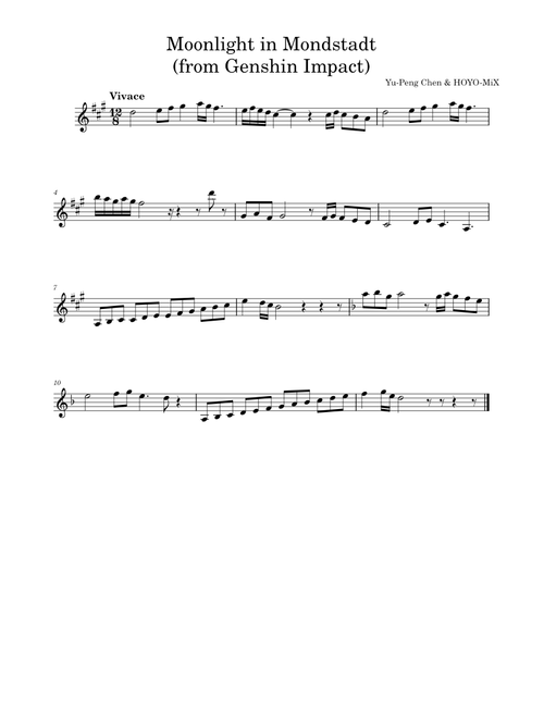 Moonlight in Mondstadt (from Genshin Impact) – Yu-Peng Chen, HOYO-MiX