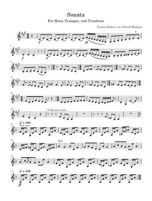 Sonata for Horn, Trumpet and Trombone, FP 33a – Francis Poulenc