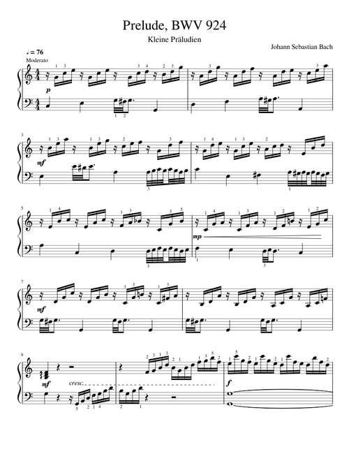 J. S. Bach: Little Prelude in C Major BWV 924