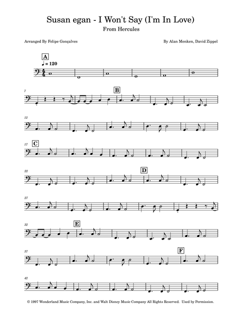 I Won't Say (I'm In Love) (Arr. Felipe Gonçalves) - David Zippel, Alan Menken (Instrumental Solo)