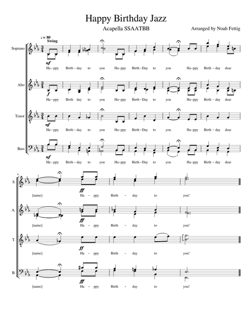 Happy Birthday - Jazz Choir (SATB Divisi)