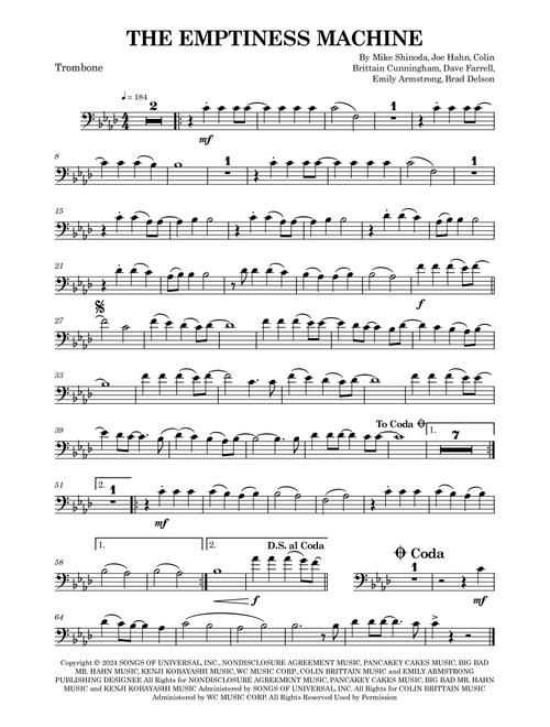 The Emptiness Machine (Arr. Benjamin Vater) - Linkin Park (Trombone Solo)