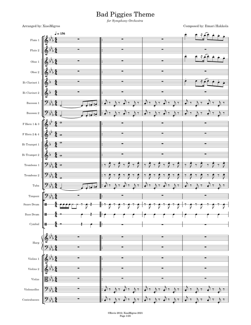 Bad Piggies Main Theme Sheet Music For Trombone Tuba Flute Oboe bad-piggies-main-theme-sheet-music-for-trombone-tuba-flute-oboe