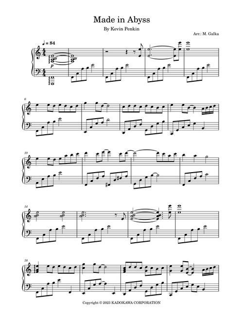Made In Abyss (Arr. M. Galka) - Kevin Penkin (Piano Solo)