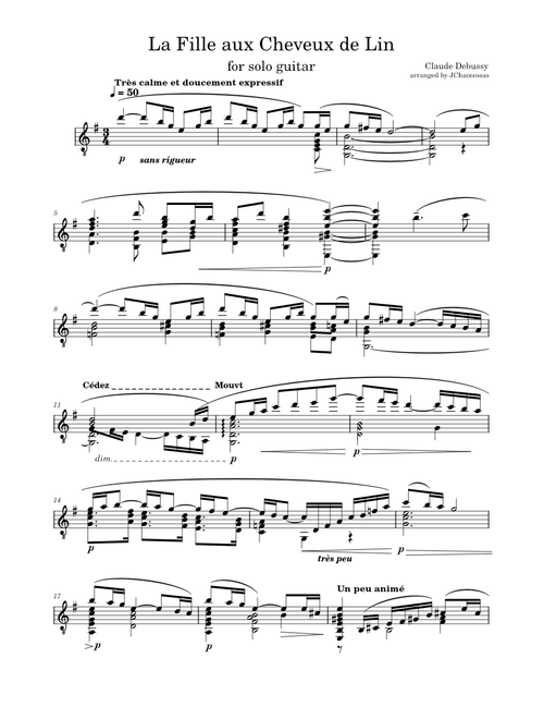La fille aux cheveux de lin – Claude Debussy for solo guitar