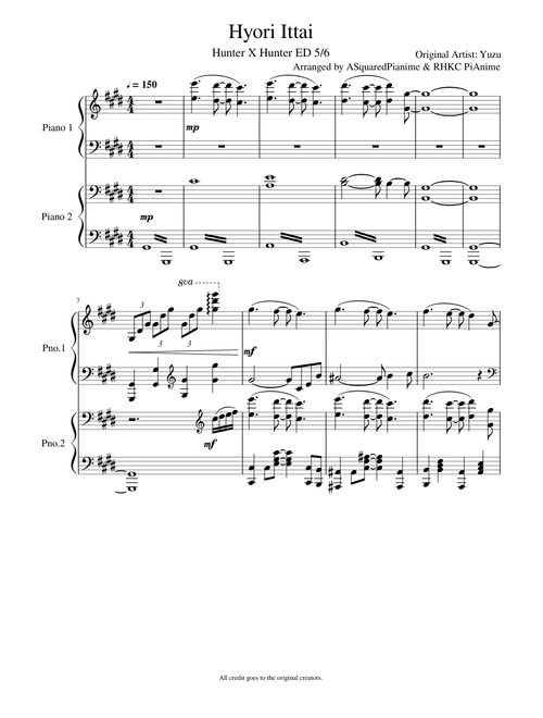 Hyori Ittai - Hunter x Hunter ED 5/6 (Piano Duet)