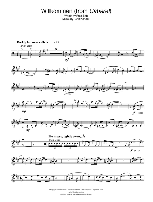 Willkommen (from Cabaret) - Kander & Ebb (Alto Sax Solo)