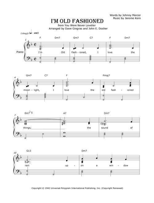 I'm Old Fashioned (Arr. Dave Gingras and John E. Dosher) - Johnny Mercer, Jerome Kern (Piano Vocal)