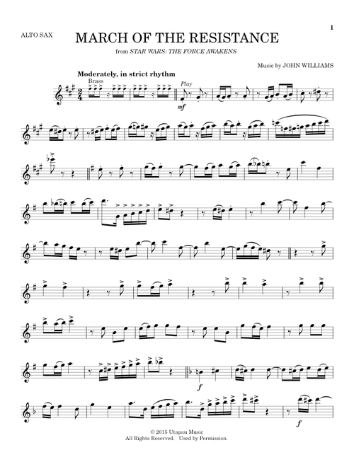 March Of The Resistance (from Star Wars: The Force Awakens) - John Williams (Alto Sax Solo)