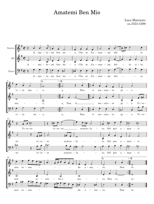 Amatemi ben mio - Luca Marenzio