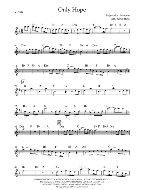 Only Hope (Arr. Fabio Britto) - Mandy Moore (Violin Solo)