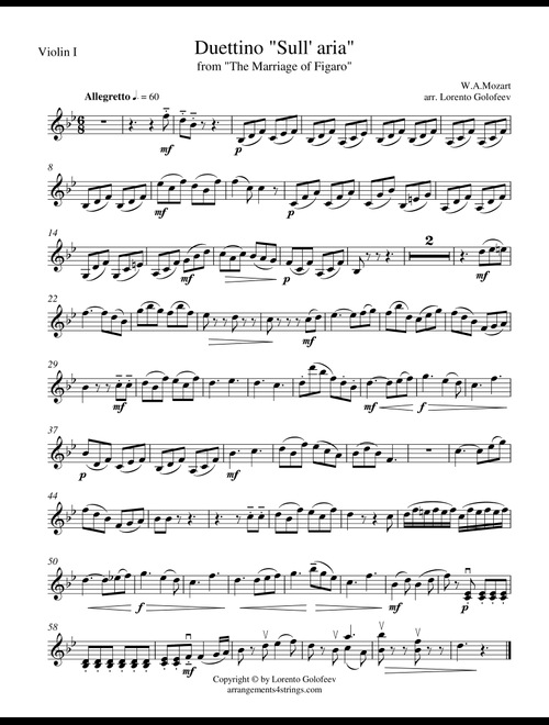 Duettino "Sull' aria" (Arr. Lorento Golofeev) - W.A.Mozart (String Quartet)