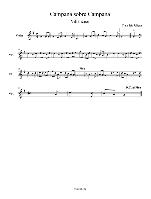 Campana sobre campana (Arr. Isis Alvarez) - Villancico (Violin Solo)