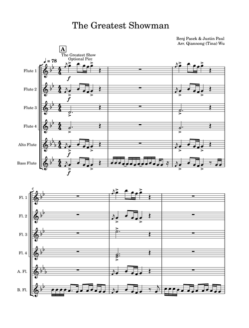 The Greatest Showman (Arr. Qiannong (Tina) Wu) - Benj Pasek, Justin Paul (Woodwind Ensemble)