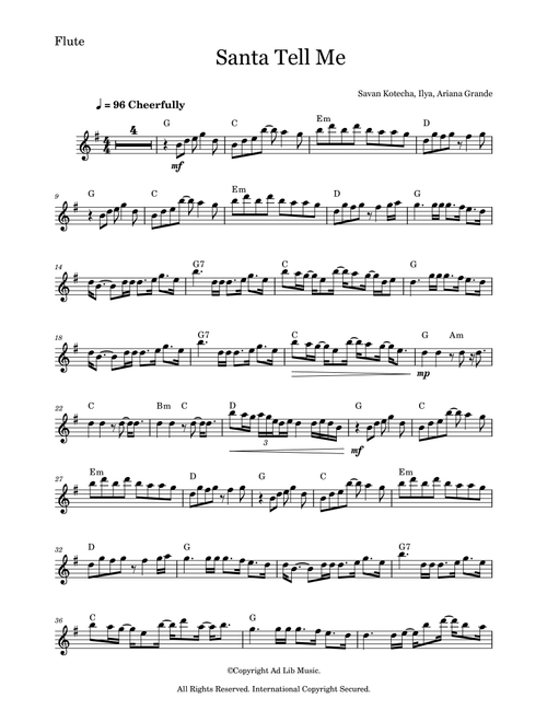 Santa Tell Me (Arr. Music Ad Lib) - Ariana Grande (Flute Solo)