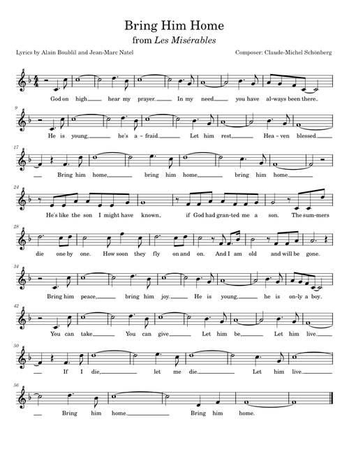 Bring Him Home - Claude-Michel Schönberg from Les Misérables