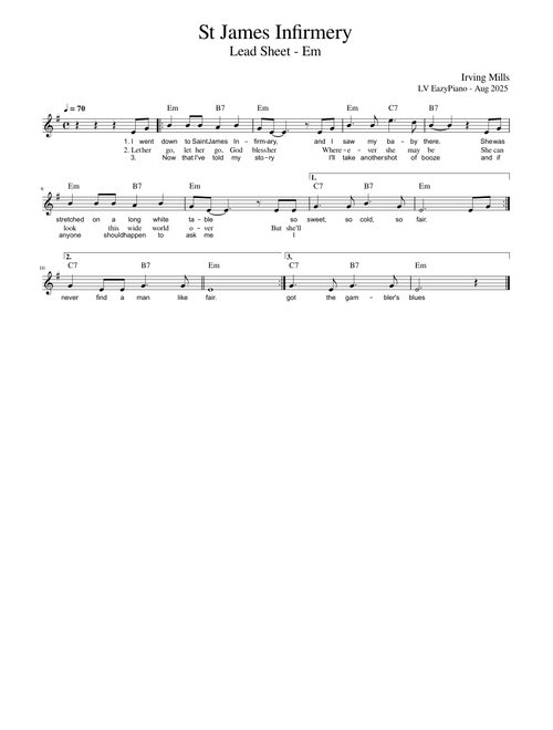 J-07 - St James Infirmary - Lead sheet