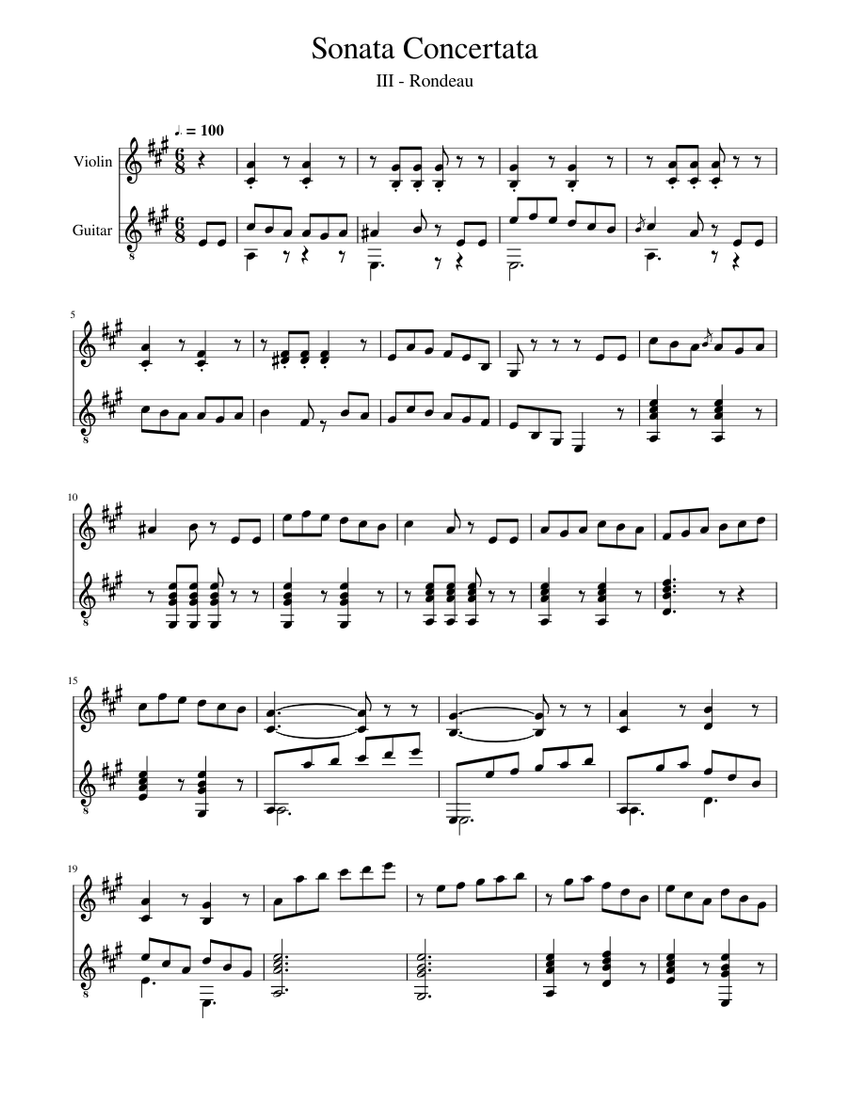 Sonata Concertata - MS 2 - Rondo III Sheet Music for Violin
