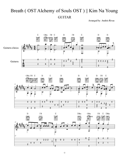 Breath (Arr. Andrés Rivas) - Hye Seung Nam (Guitar Tab)