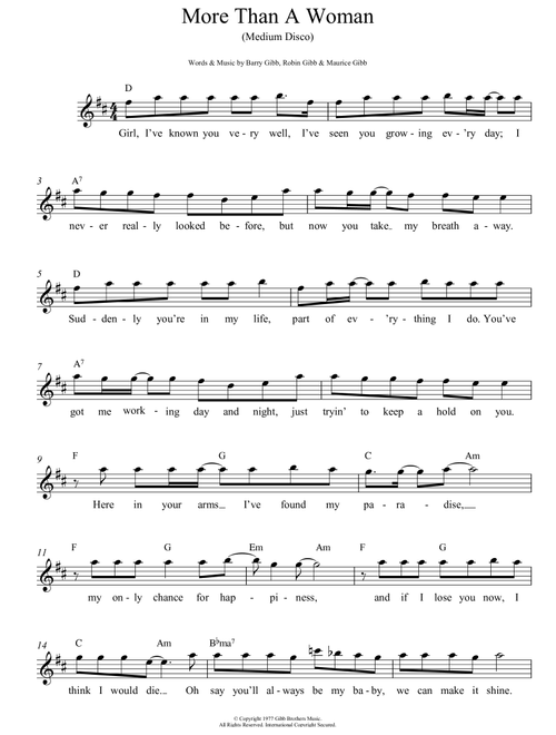 More Than A Woman - Bee Gees (Lead Sheet - Fake Book)
