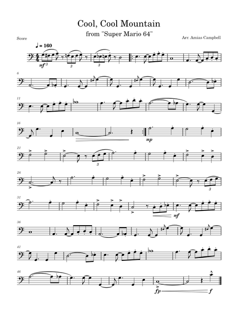 Super Mario 64 - Cool, Cool Mountain, Arr. for Trombone/Euphonium